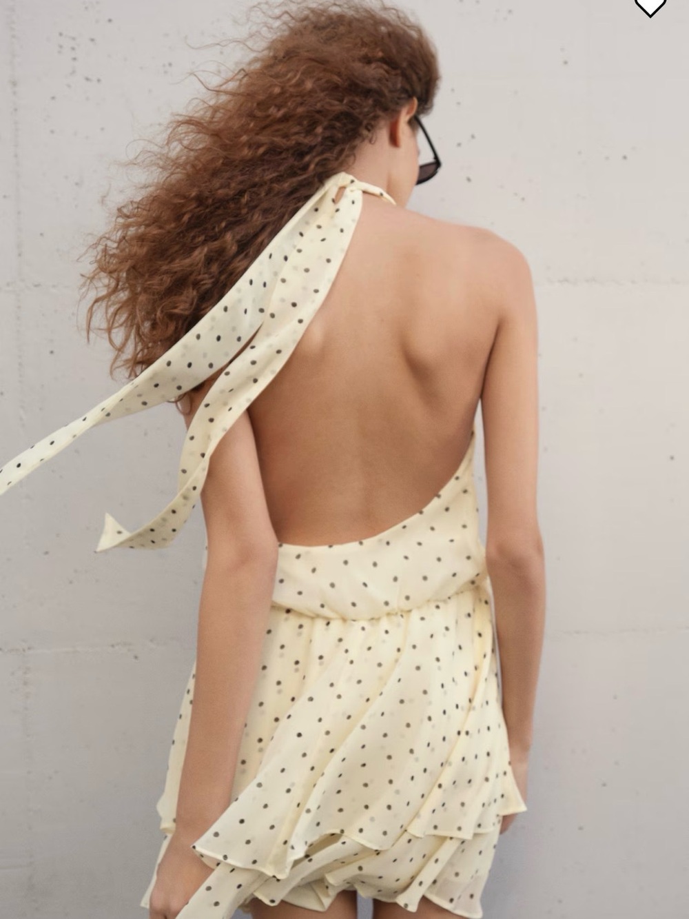 H&M Cream Polka Dot Halter Backless Mini Dress